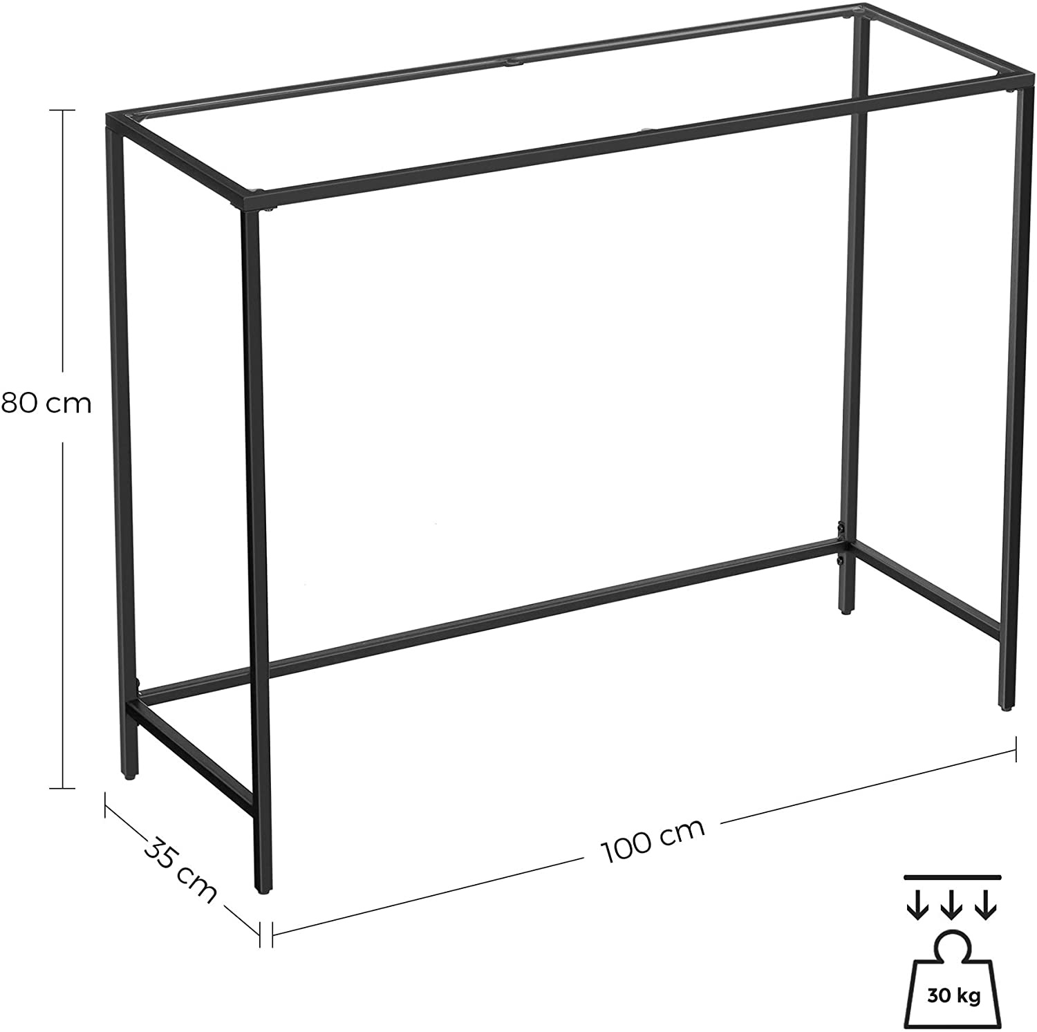 Salonconsole - 100x35x80 - Gehard glas - Zwart