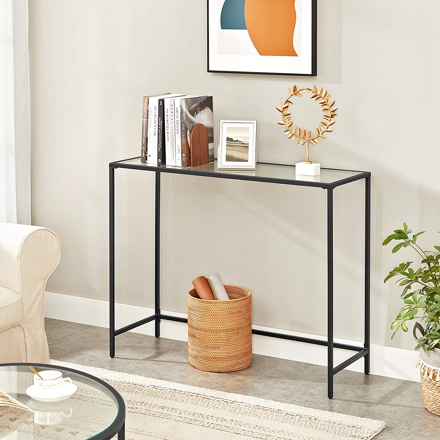 Salonconsole - 100x35x80 - Gehard glas - Zwart