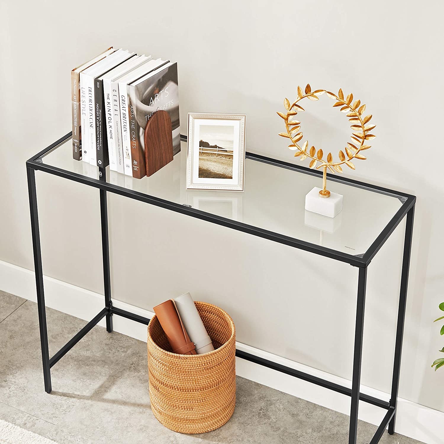 Salonconsole - 100x35x80 - Gehard glas - Zwart