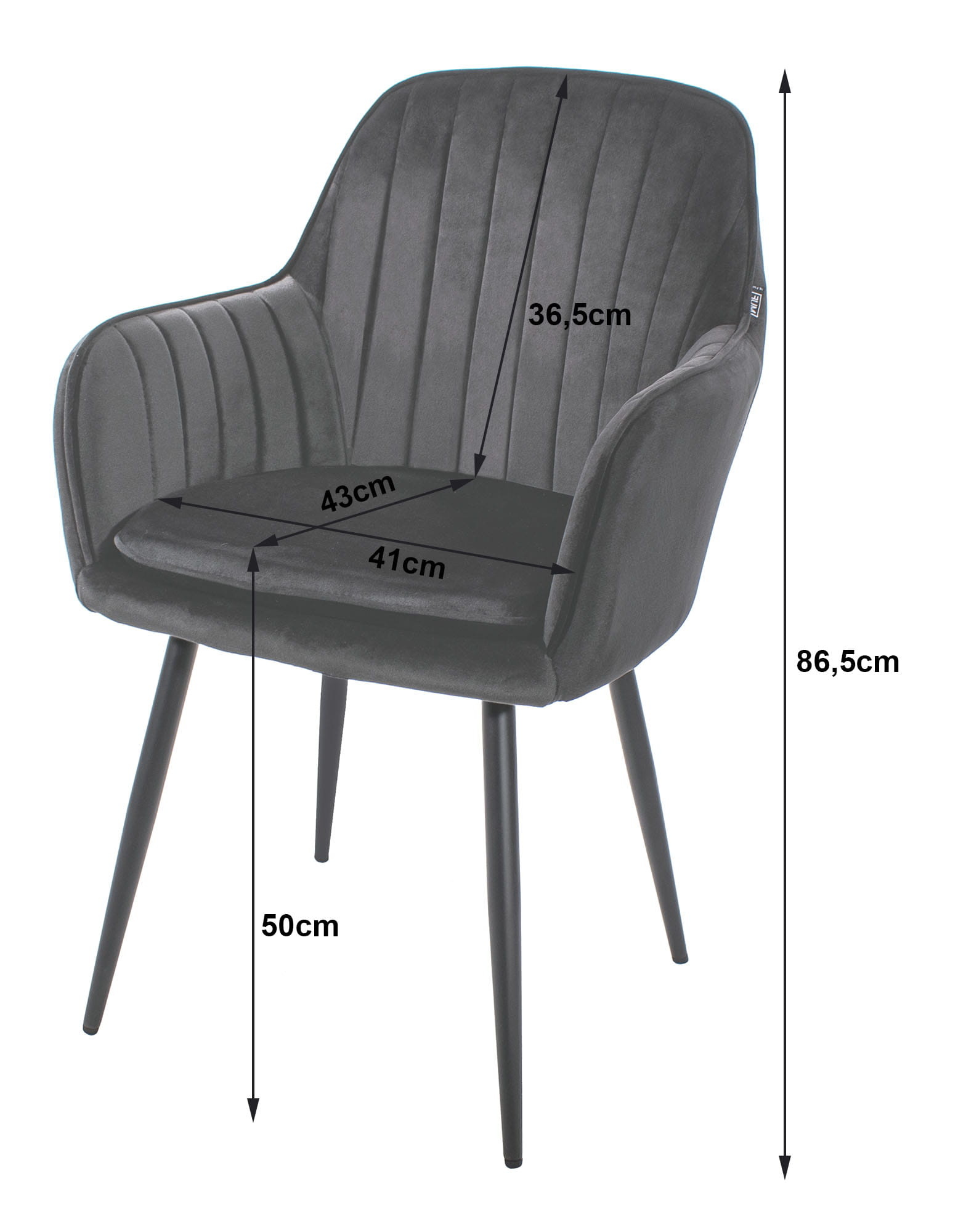 Kamerstoel - 57.5x56.5x86.5cm - Ergonomisch - Zilvergrijs