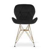 Eetkamerstoel - 47x53x73cm - fluwelen zitting - zwart met gouden poten