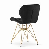 Eetkamerstoel - 47x53x73cm - fluwelen zitting - zwart met gouden poten