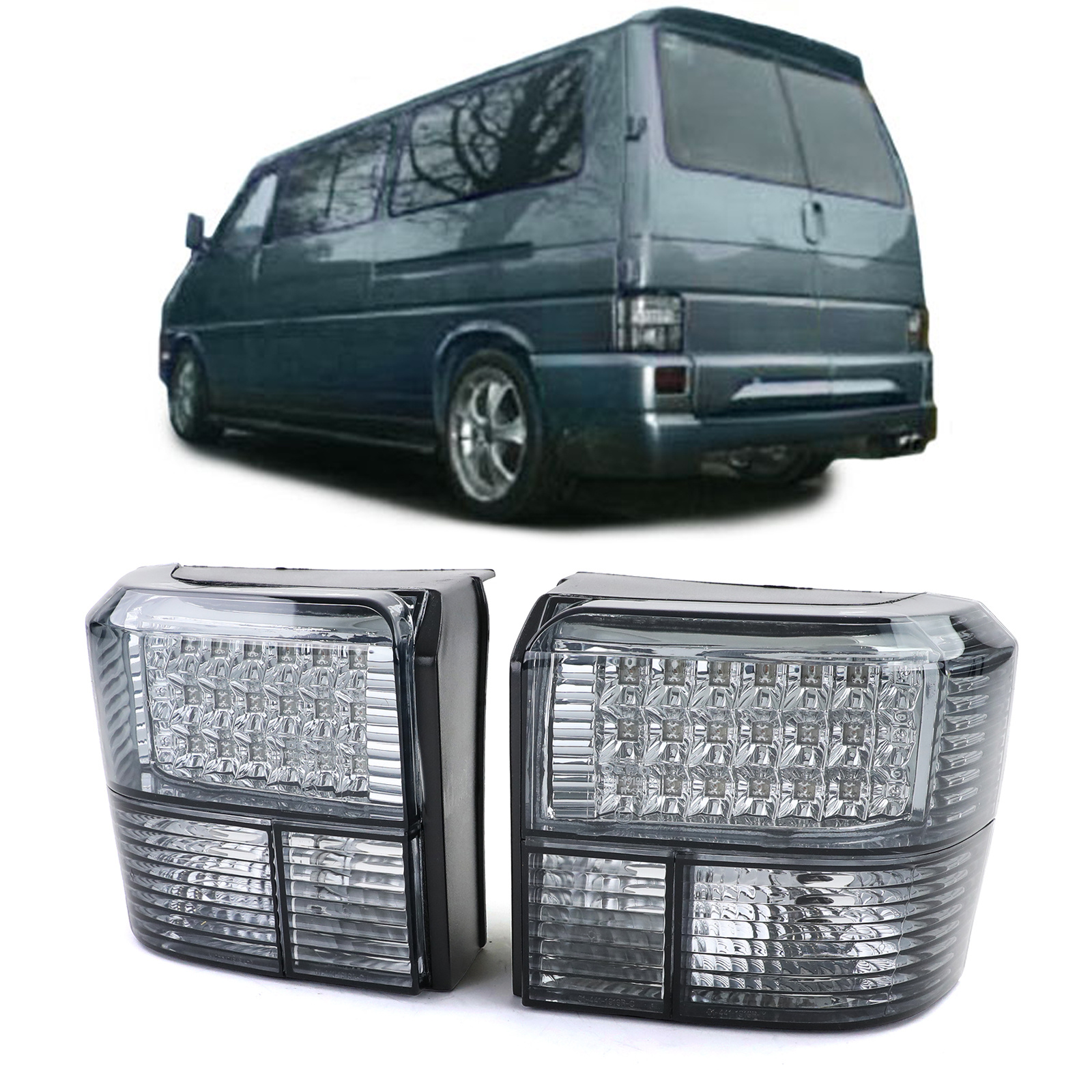 Achterlichten geschikt voor VW T4 - LED-lichten - rook zwart