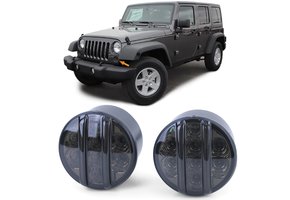 Knipperlichten - voor Jeep Wrangler - voorkant - L en R - zwart