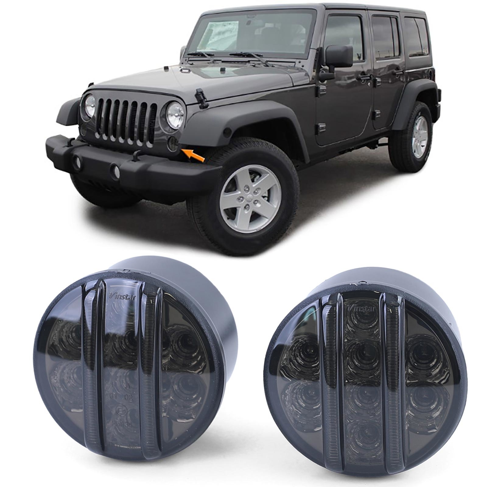 Knipperlichten - voor Jeep Wrangler - voorkant - L en R - zwart