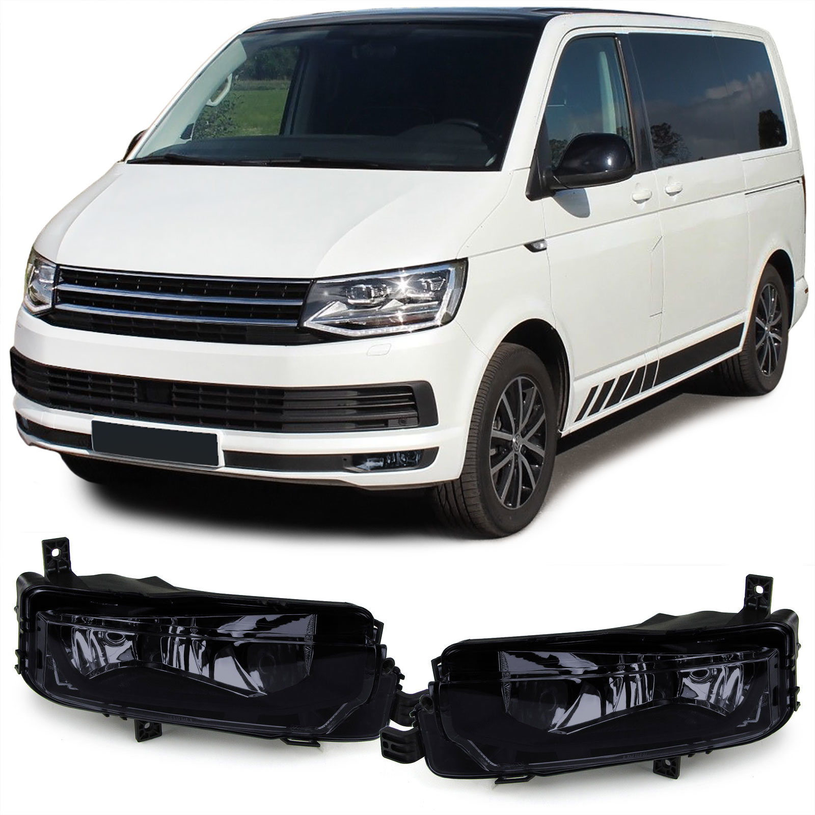 Mistlampen - voor VW T6 bus - sportieve look - smoke zwart