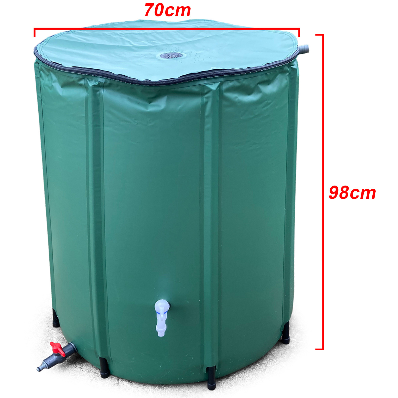 Regenton - opvouwbaar - met aftapkraak - 98x70 cm - 380 liter
