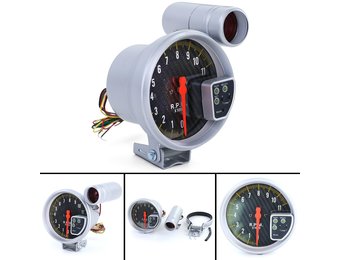 Toerenteller - schakellampje met beugel - 5'' - carbon