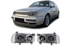 Koplampen - voor VW Golf 3 - dubbele koplamp - zwart smoke