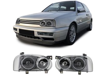 Koplampen - voor VW Golf 3 - dubbele koplamp - zwart smoke