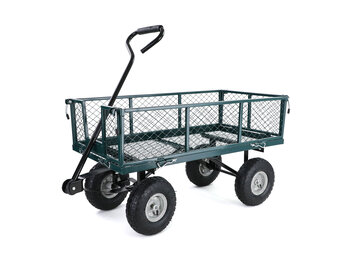 Tuinkar - opklapbare zijdelen - 190x51x55 cm - groen