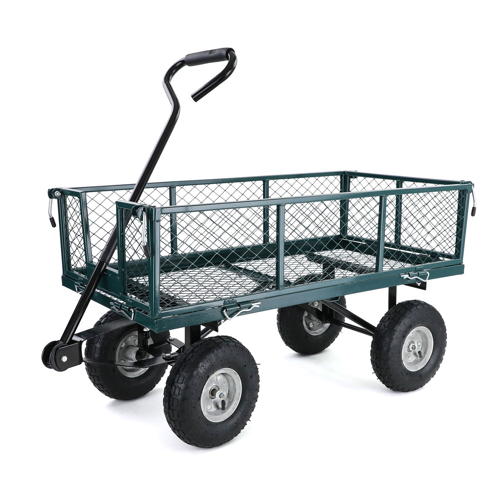 Tuinkar - opklapbare zijdelen - 190x51x55 cm - groen