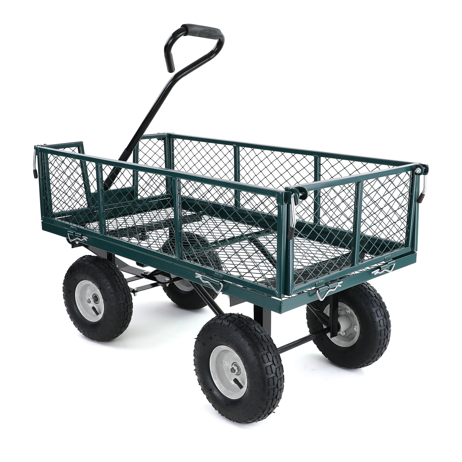 Tuinkar - opklapbare zijdelen - 190x51x55 cm - groen