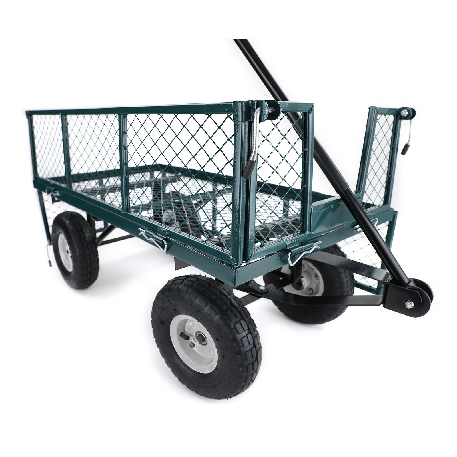 Tuinkar - opklapbare zijdelen - 190x51x55 cm - groen