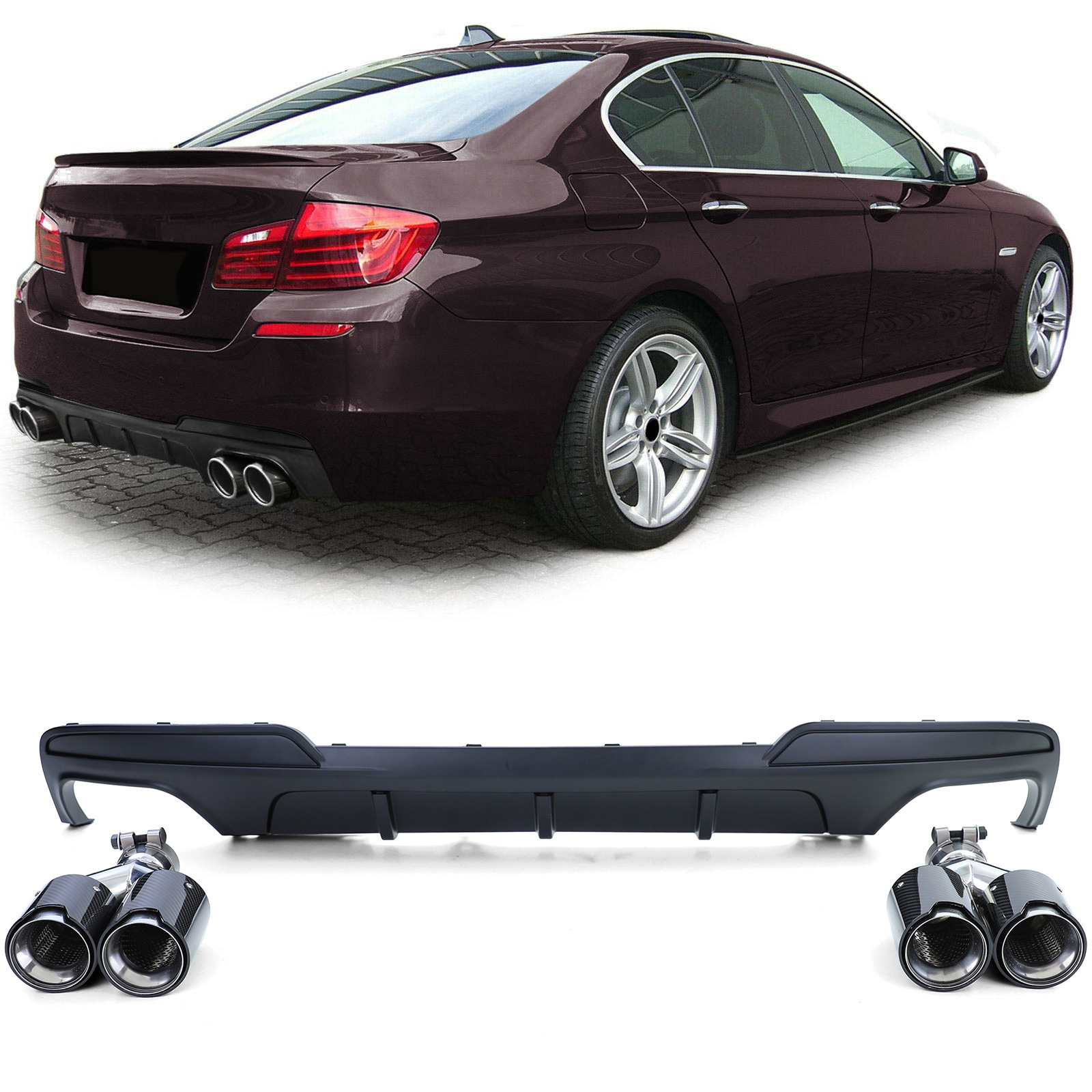 Achterbumper diffuser - met 4 eindpijpen - voor BMW F10 F11 2010-2017