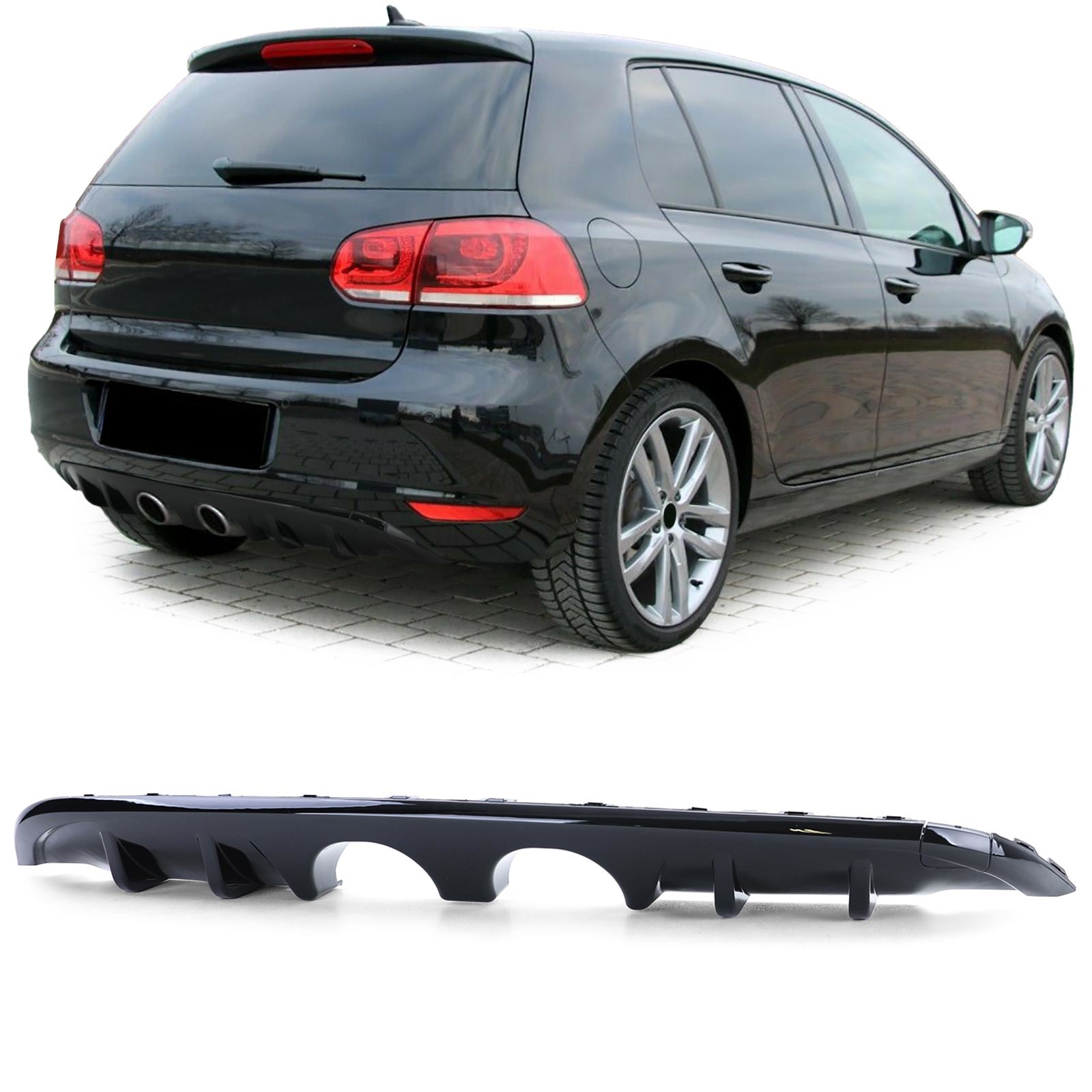 Achterbumper diffuser - dubbele pijp - VW Golf 6 1K 2008-2013