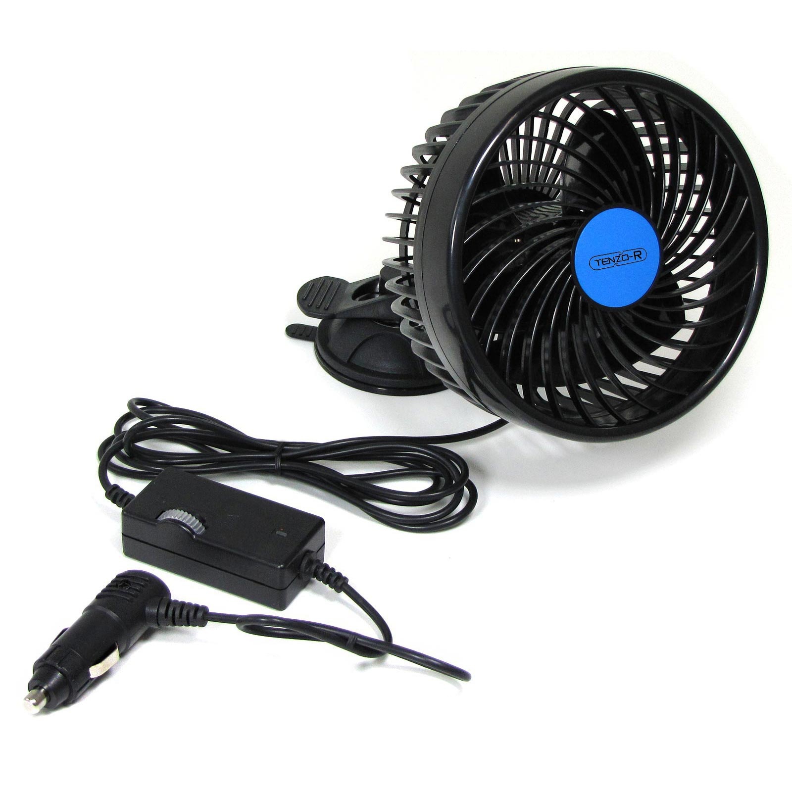 12V ventilator - voor de auto - met zuignap - 15 cm - zwart