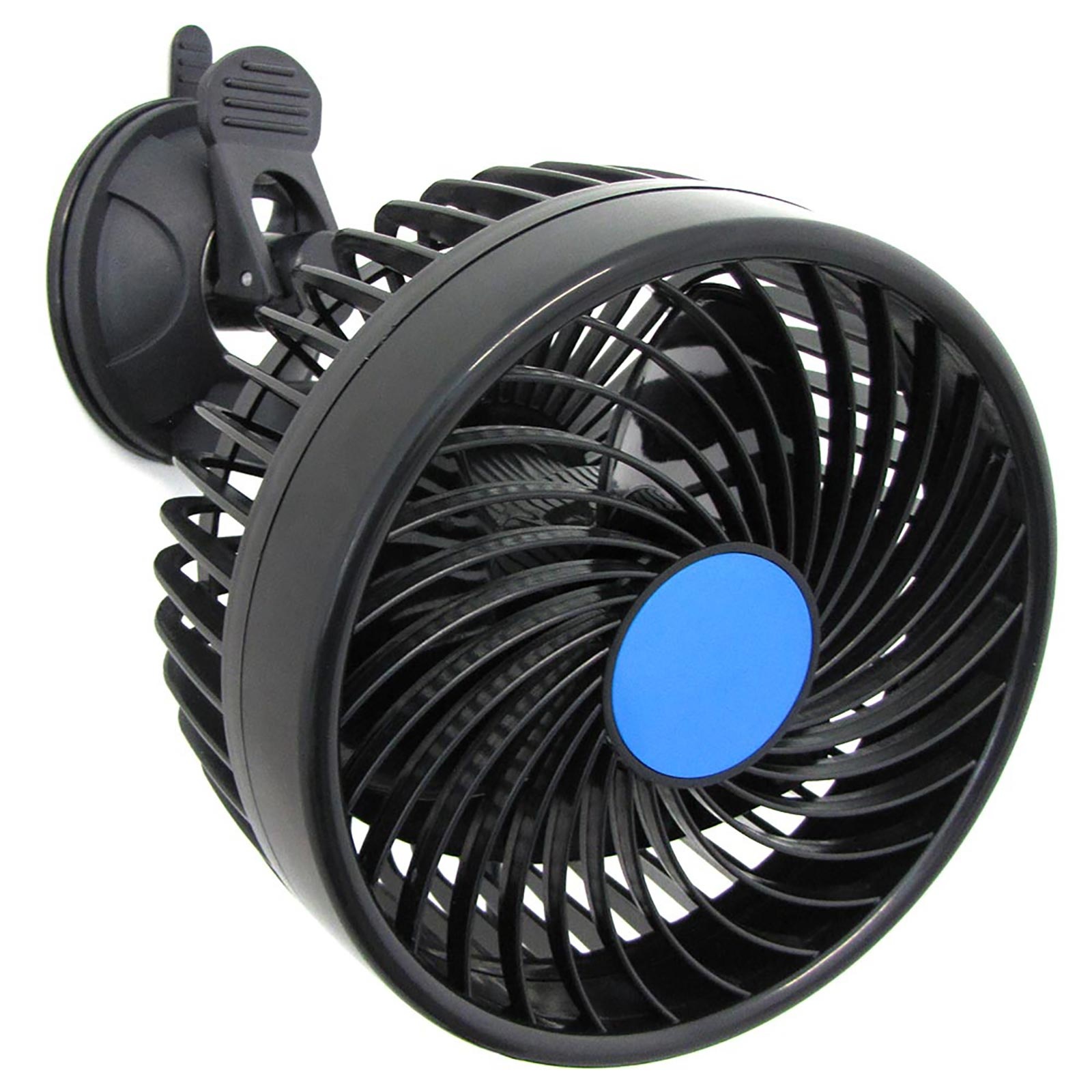 12V ventilator - voor de auto - met zuignap - 15 cm - zwart