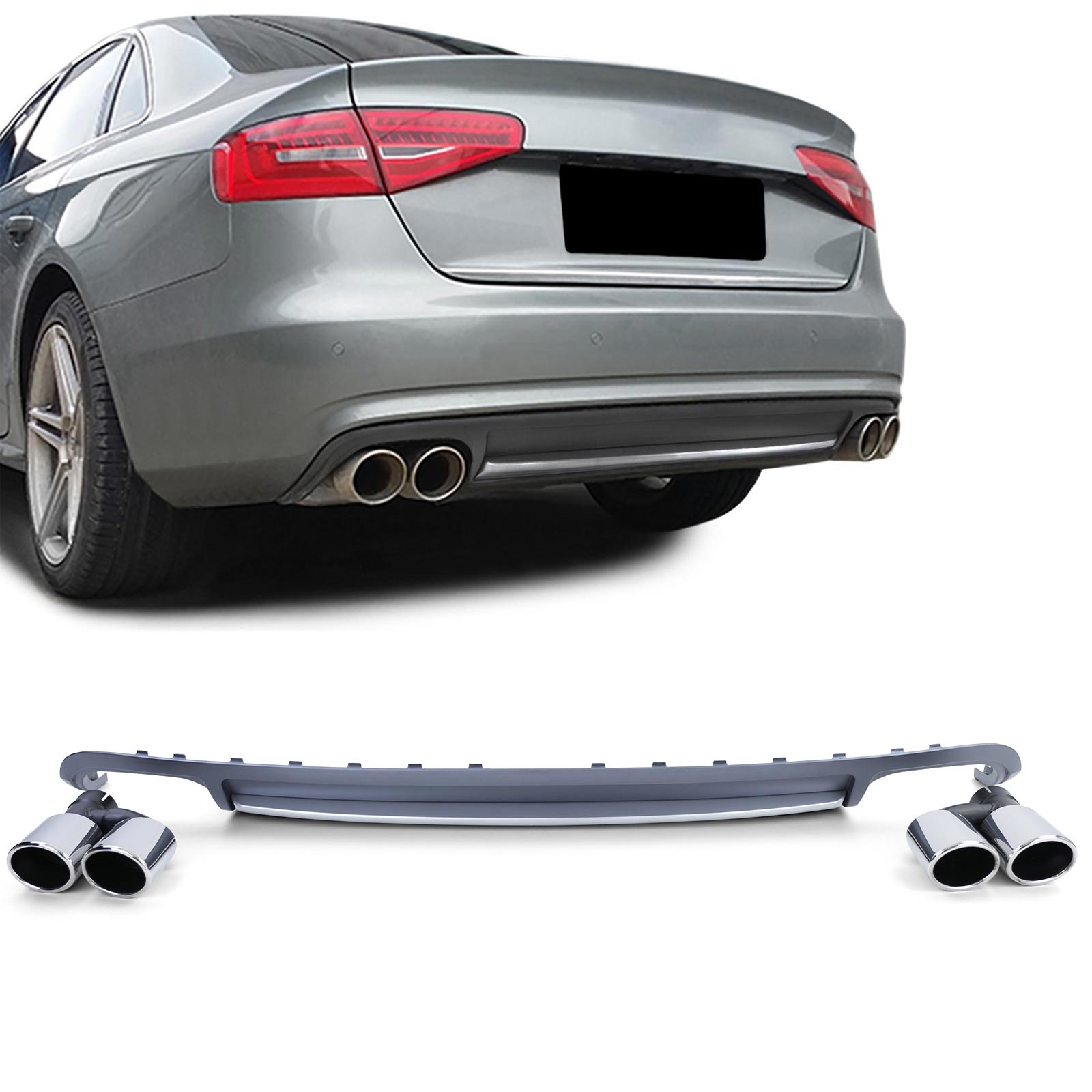 Achterbumper diffuser - inzetbumper - geschikt voor Audi A4 B8 Limo Avant