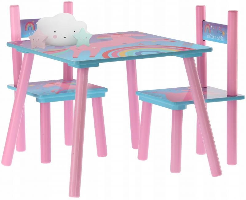 Kindertafel en stoeltjes - roze pony thema - houten materiaal