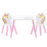 Kindertafel en stoeltjes - eenhoorn thema - houten materiaal