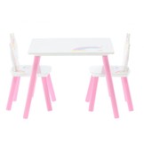 Kindertafel en stoeltjes - eenhoorn thema - houten materiaal