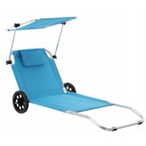 Gardenline - ligstoel - met zonnekap - blauw - 145x62x61 cm