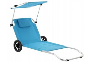 Gardenline - ligstoel - met zonnekap - blauw - 145x62x61 cm