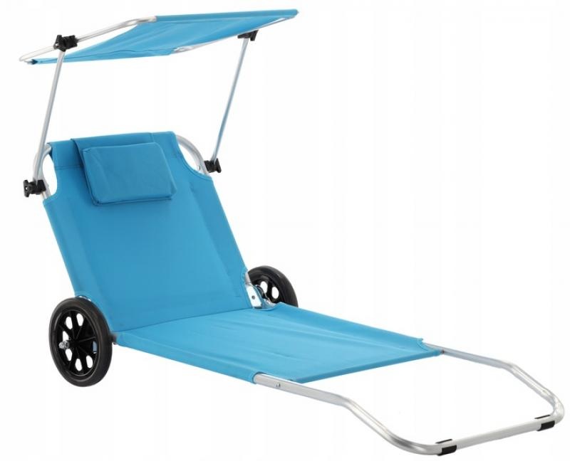 Gardenline - ligstoel - met zonnekap - blauw - 145x62x61 cm