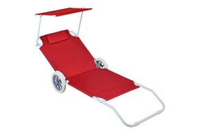Gardenline - ligstoel - met zonnekap - rood - 145x62x61 cm