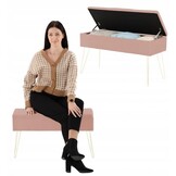 Opbergbank - metaal - 71x26x11 cm - roze