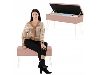 Opbergbank - metaal - 71x26x11 cm - roze