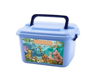 Opbergbox - 28x20.5x18cm - grote en kleine safarifiguren - multicolor