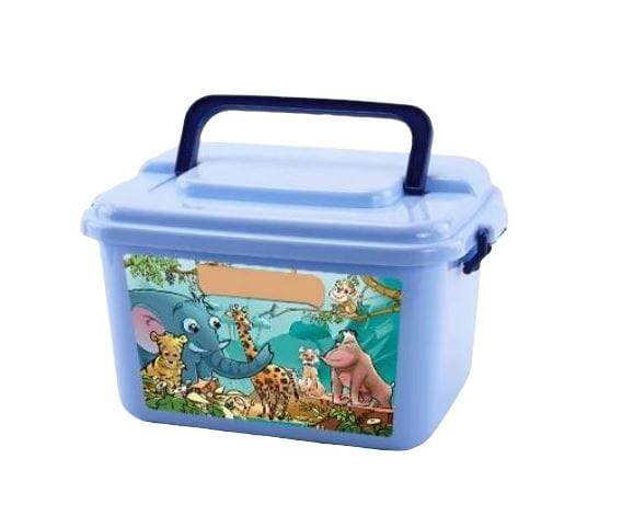 Opbergbox - 28x20.5x18cm - grote en kleine safarifiguren - multicolor