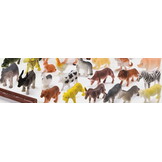 Opbergbox - 28x20.5x18cm - grote en kleine safarifiguren - multicolor