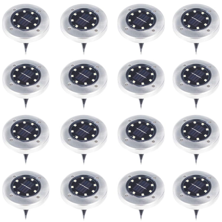 Tuinlampen 16 stuks - 13x11.5cm - op zonne-energie - RVS