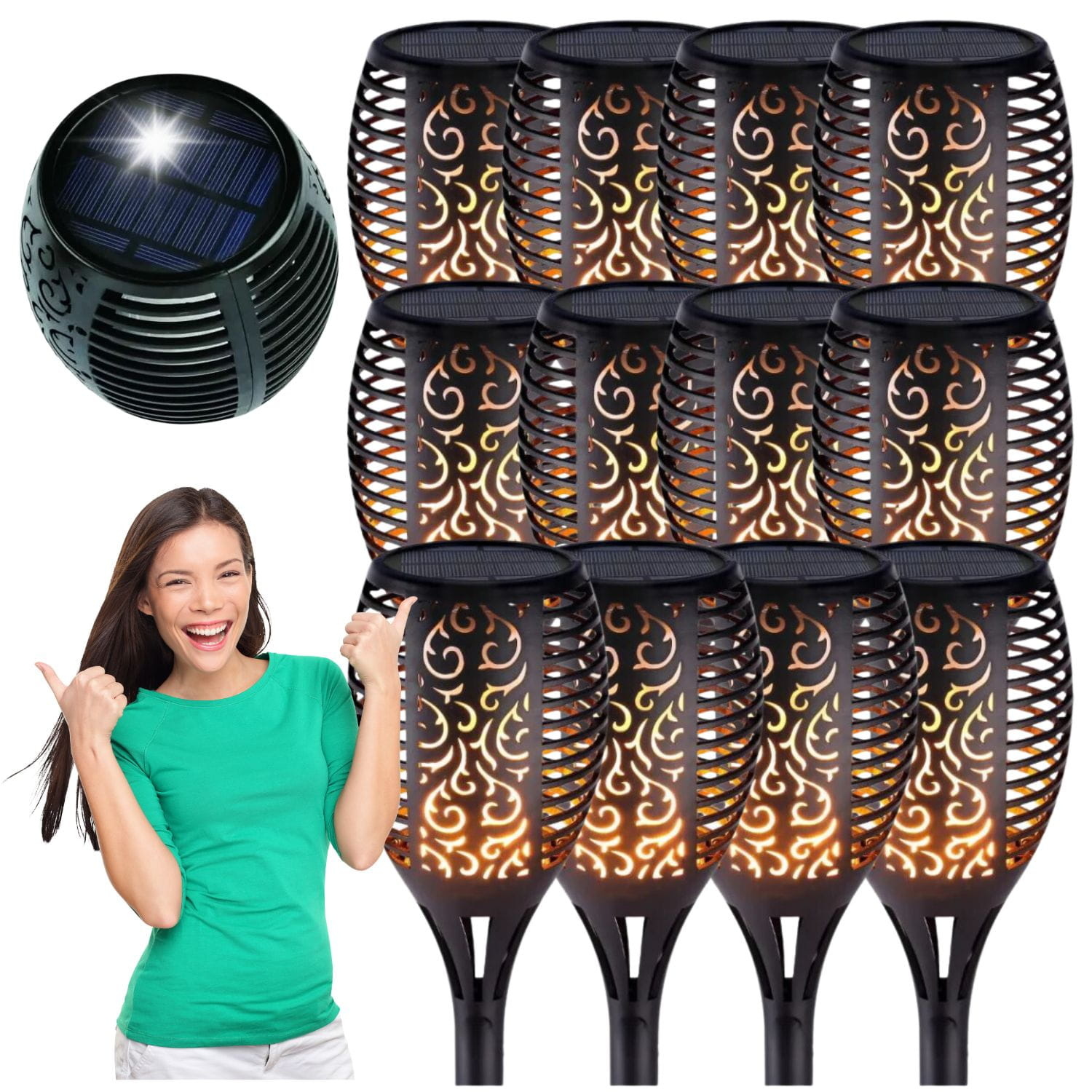 Tuinlampen 12 stuks - 53cm - op zonne-energie - warm licht