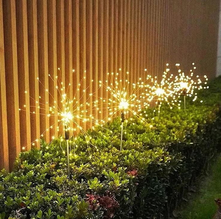 Tuinlampen 4 stuks - 90cm - 90 lichten - warm wit