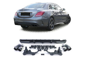 Achterbumper diffuser - voor Mercedes C W205 Sedan 2013-2018
