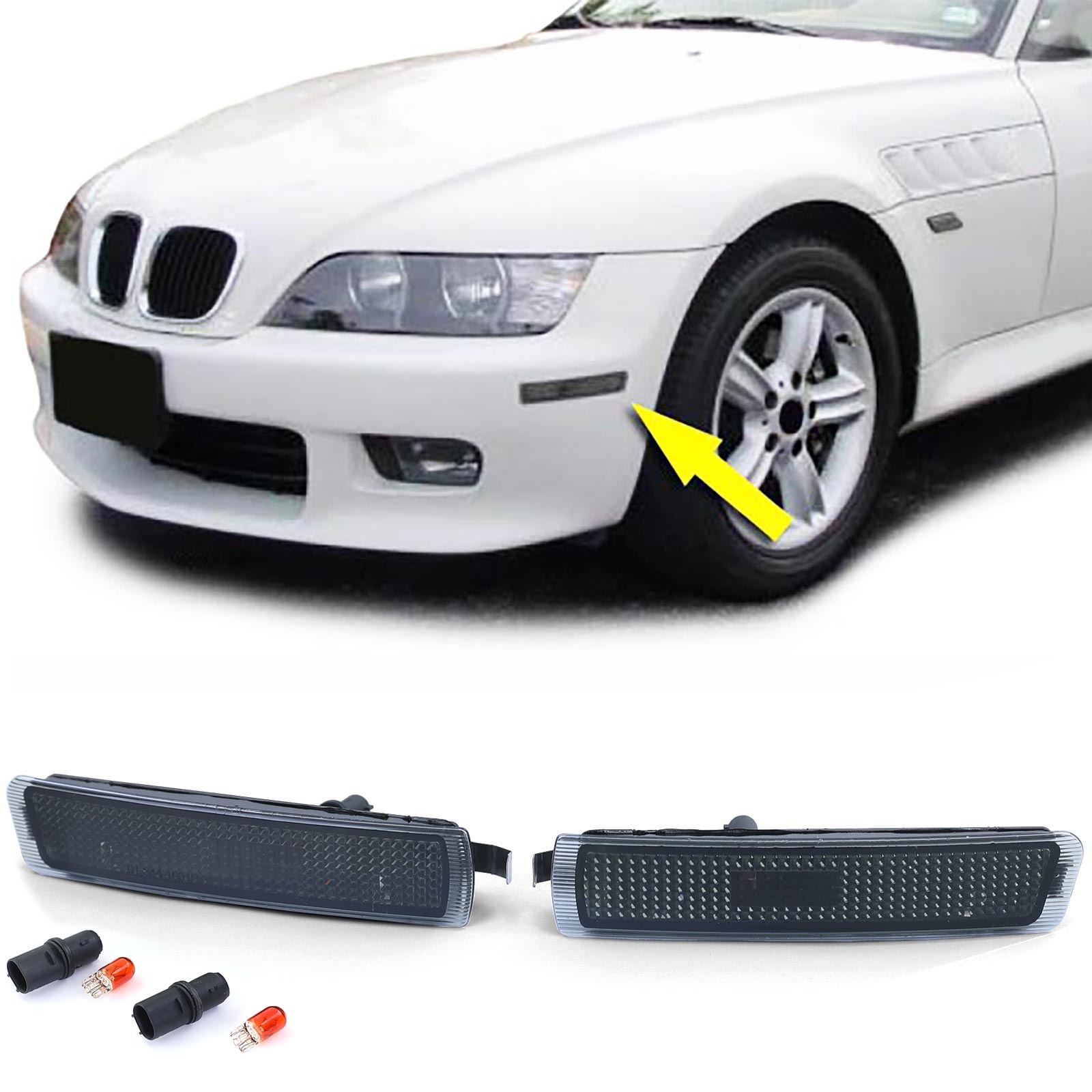 Zijkant knipperlichten geschikt voor BMW Z3 1999-2003 - gerookt zwart