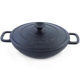 Wokpan - met deksel - hoogwaardig gietijzer - 7cm - zwart