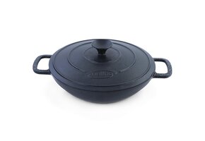 Wokpan - met deksel - hoogwaardig gietijzer - 7cm - zwart