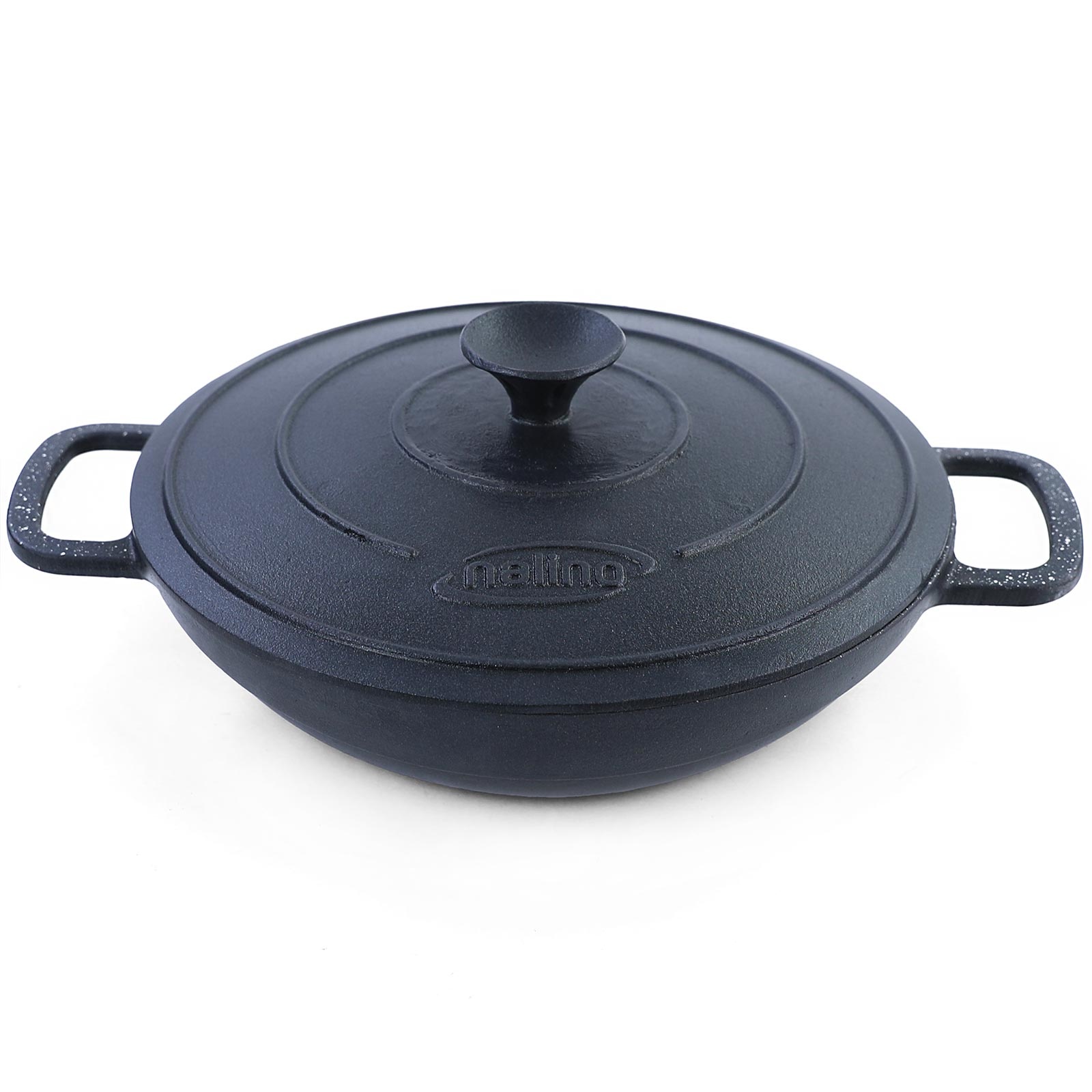 Wokpan - met deksel - hoogwaardig gietijzer - 7cm - zwart