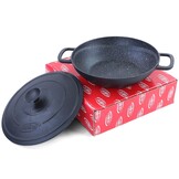 Wokpan - met deksel - hoogwaardig gietijzer - 7cm - zwart