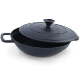 Wokpan - met deksel - hoogwaardig gietijzer - 7cm - zwart