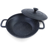 Wokpan - met deksel - hoogwaardig gietijzer - 7cm - zwart