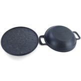 Wokpan - met deksel - hoogwaardig gietijzer - 7cm - zwart