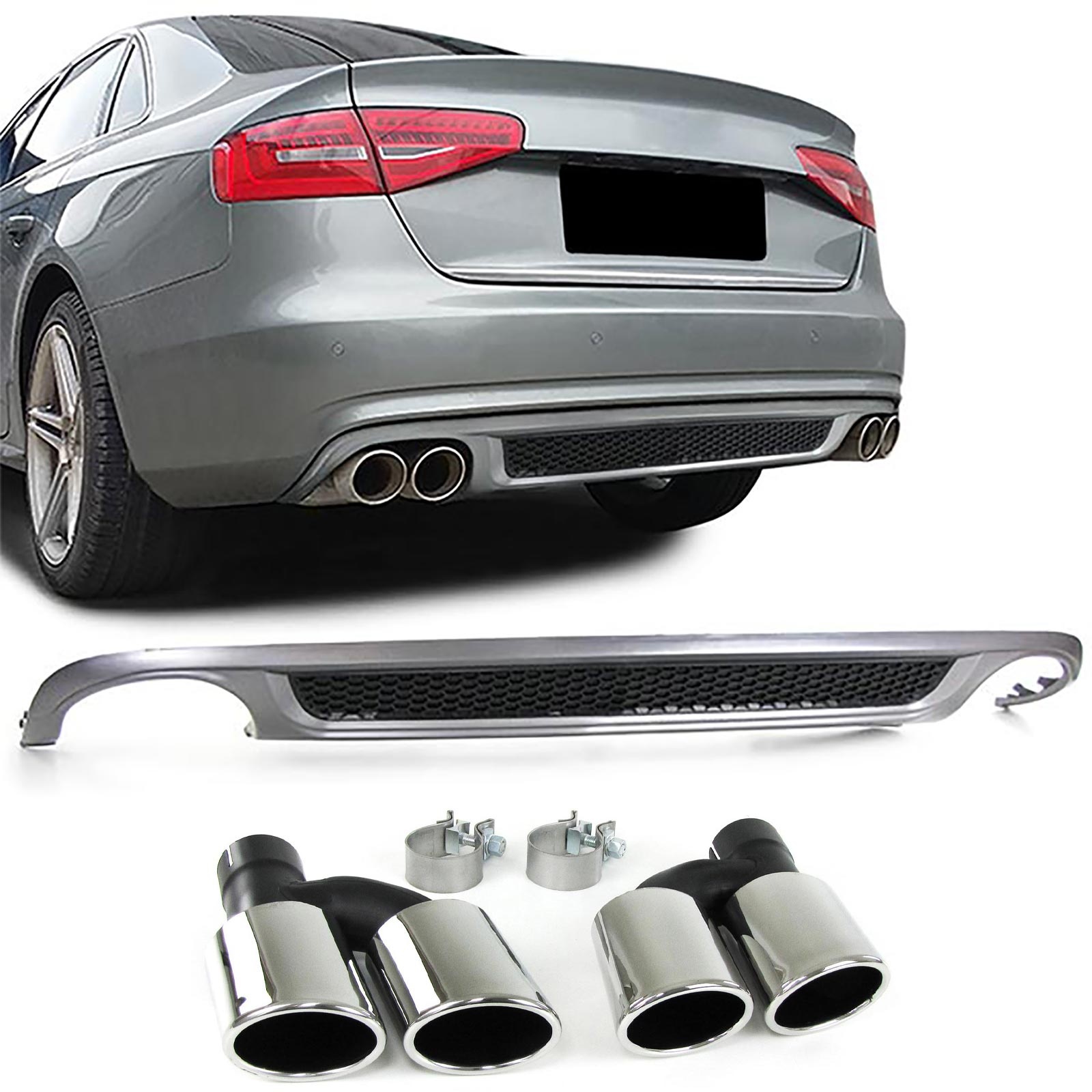 Achterbumper diffuser geschikt voor Audi A4 8K B8 2007-2011