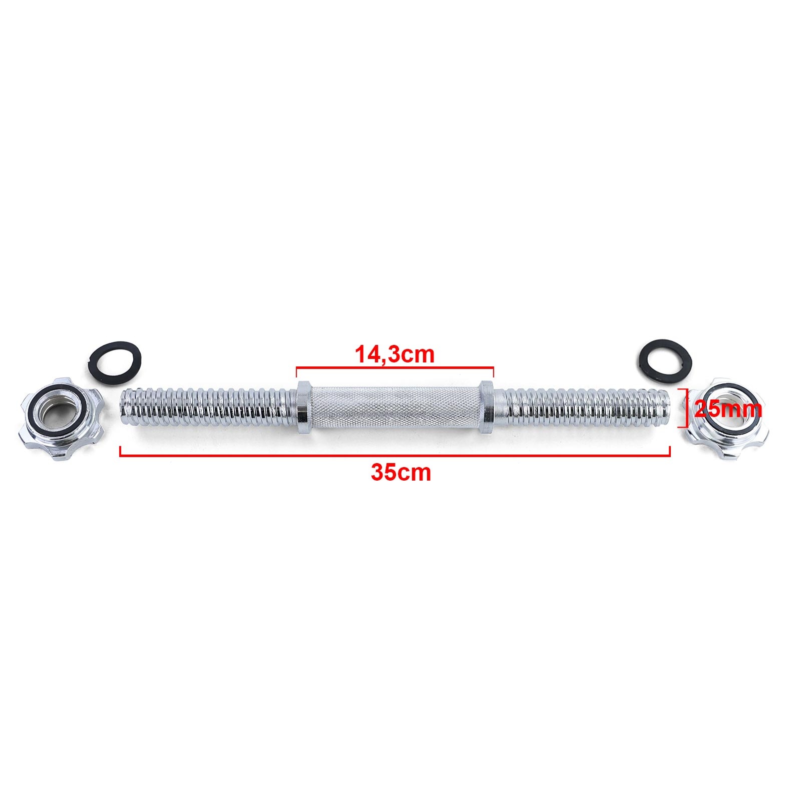 Halterstangen - Ø 25 mm - met veersluiting - 35 cm - chroom