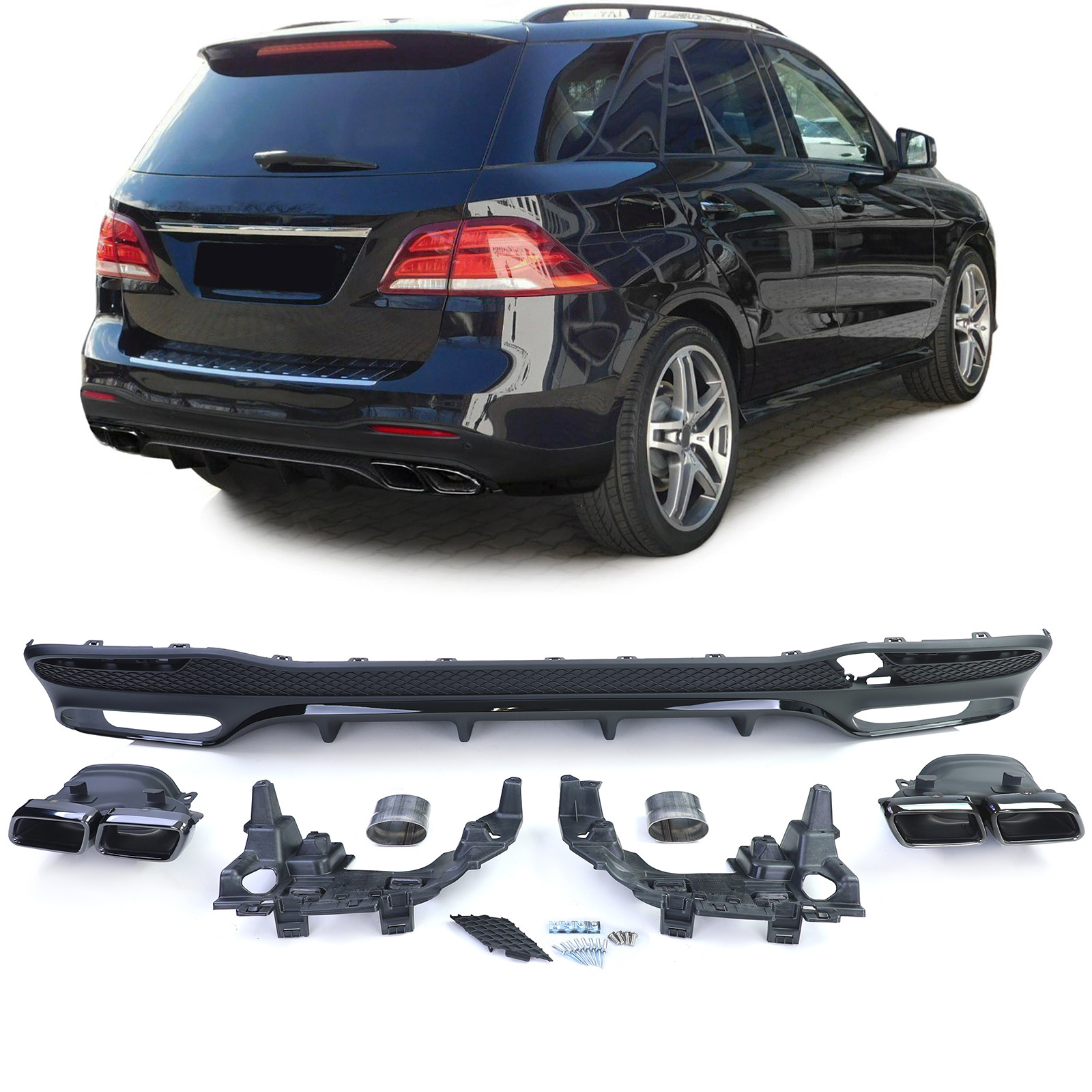 Achterbumper diffuser - voor Mercedes GLE W166 2015-2018 - PDC